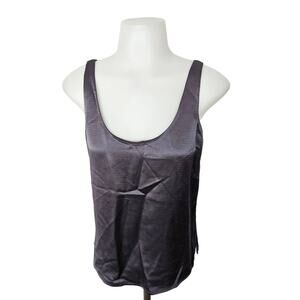 🆓 FREE Diane von Furstenberg 'rock' gray blue Lyla Top Sleeveless sz P Petite🆓